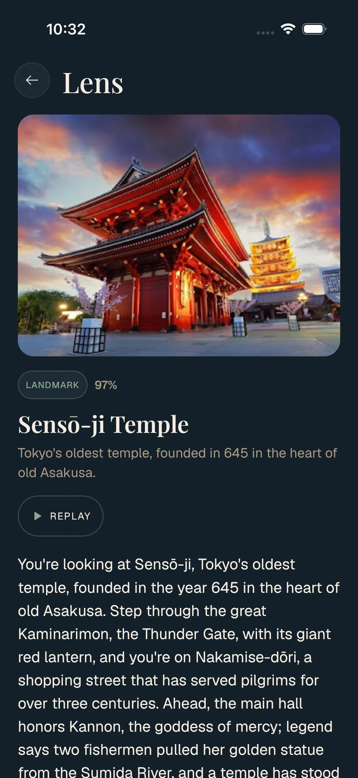 Travolp Lens — point your phone, get an AI-narrated audio guide.
